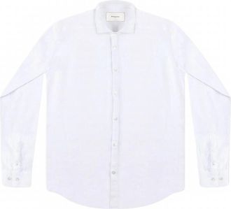 Mackeene Mens Fabio Linen Button-Up Shirt In White