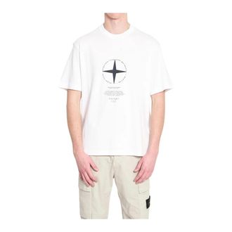 Stone Island Light Compass T-Shirt - Heren - T-shirts - Wit - S - Katoen - Tops