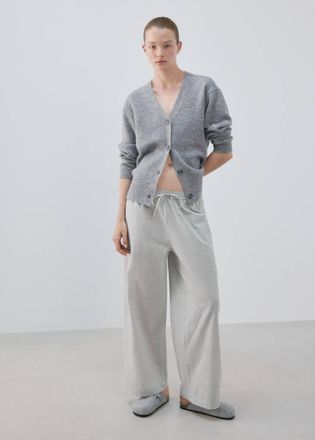 Mango Cardigan maglia collo a V grigio - Donna - S - MANGO