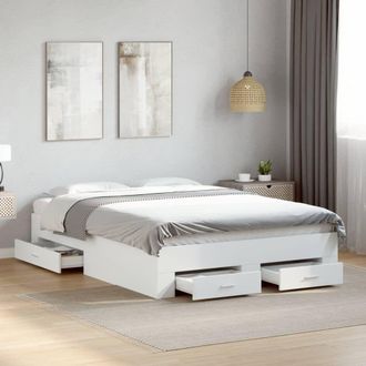 Berkfield Home Bed Frame with Drawers without Mattress White 140x190 cm
