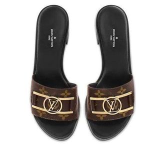 Louis Vuitton (WMNS) LOUIS VUITTON Lock It Slides Brown Monogram with Gold Plate 1A660E