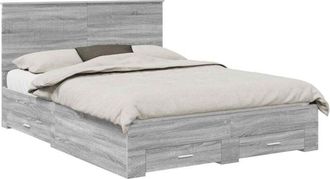 vidaXL Estructura De Cama Con Cabecera Gris Sonoma 150 X 200 Cm Vidaxl