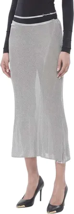 Jacquemus Silver Textured Midi Skirt