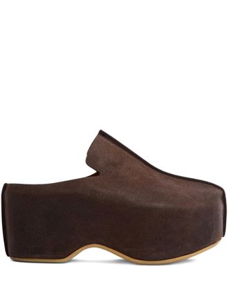 J.W.Anderson 50mm suede platform mules - women - Suede/Leather/Rubber - 3 - Brown