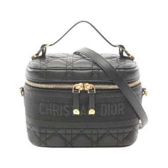 Dior Pre-owned Diortravel Small Vanity Cannage 2Way Handbag - Dames - Pre-owned - Zwart - Maat: ONE Size Leer