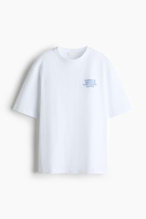 H&M Oversized T-Shirt mit Motivprint - Weiss/Marseille