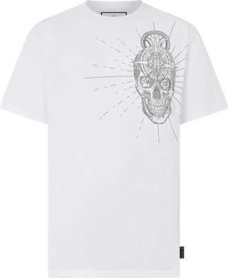 Philipp Plein Round Neck T-Shirt Skull Stones - Heren - T-shirts - Wit - 2XL - Katoen - Tops
