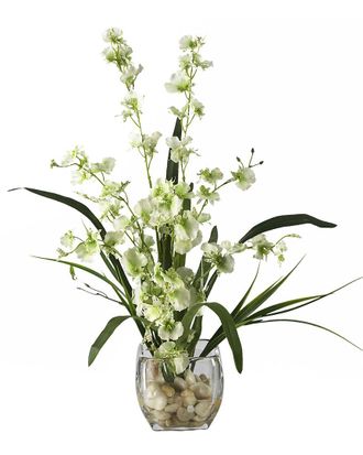 Nearly Natural Dancing Lady Orchid Liquid Illusion Silk Flower Arrangement