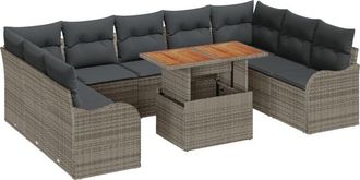 vidaXL Vidaxl - Garden Sofa Set with Cushion 10 pcs Grey 100 x 55 x 73 cm