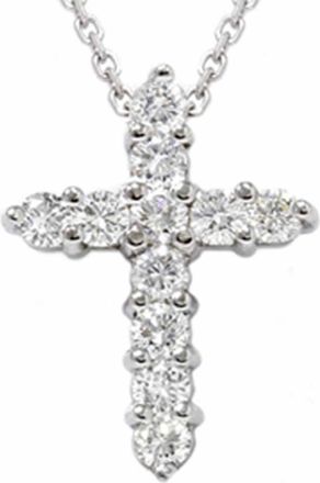Pompeii3 1ct Diamond Cross Pendant 14K White Gold 1 Tall