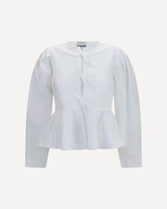 Ganni Cotton poplin Blouse with bows Female 38