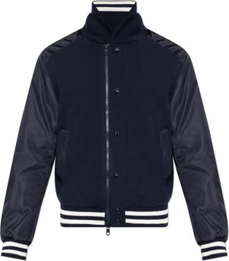 Moncler Cardigan met gemengde stoffen - Heren - Vesten - Blauw - S - Satijn - Truien & Vesten