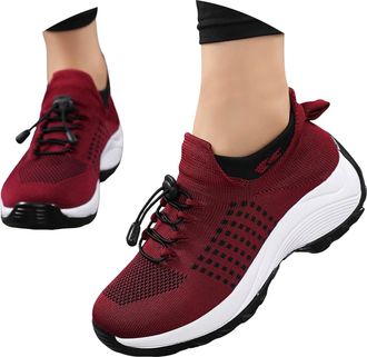 Generic Orthotic Stretch Cushion Shoes for Women Lace Up Breathable Mesh Arch Support Sneakers Outdoor Non-Slip Walking Running Gym Athletic Fitness Jogging F