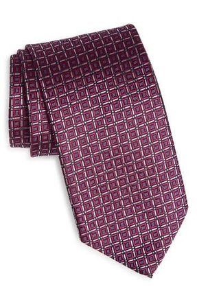 David Donahue Geometric Silk Tie in Berry at Nordstrom Rack