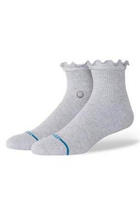 Stance Icon Ruffle Quarter Socks in Heather Grey at Nordstrom, Size Medium