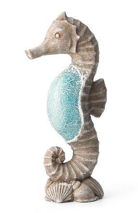 Glitzhome 21H MGO Marine Faux Granite and Mosaic Sea Horse Statue in Blue at Nordstrom, Size Medium