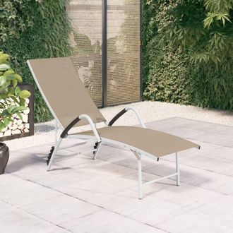 Berkfield Home Sun Lounger Textilene & Aluminium Cream in Beige