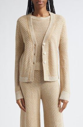Toccin Bobby V-Neck Linen Cardigan in Driftwood at Nordstrom, Size Large