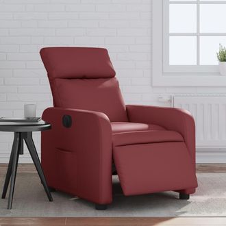 vidaXL Vidaxl - Sill&oacute;n Reclinable El&eacute;ctrico De Cuero Sint&eacute;tico Rojo Tinto