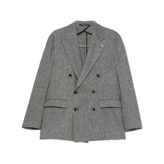 Tagliatore Blazers, male, Gray, Size: M Herringbone Double-Breasted Jacket
