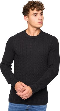 Crosshatch Heren Kabstars Kabelgebreide Pullover (Zwart)