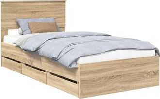 vidaXL Estructura De Cama Roble Sonoma 100 X 200 Cm Madera Ingenieril Vidaxl
