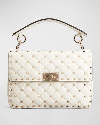 Valentino Garavani Rockstud Spike Medium Quilted Top-Handle Bag