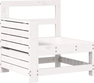 vidaXL Garden Armrest Sofa with Side Table White Solid Wood Pine Vidaxl