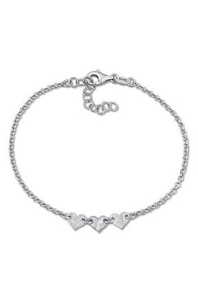 Delmar Textured Heart Charm Bracelet in Silver at Nordstrom Rack