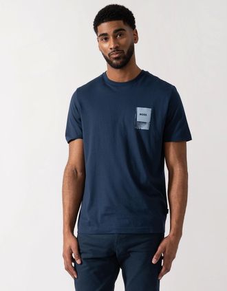 HUGO BOSS Mens BOSS Orange Mens TePlain T-Shirt - Open Blue 464 - Navy - Size: 38