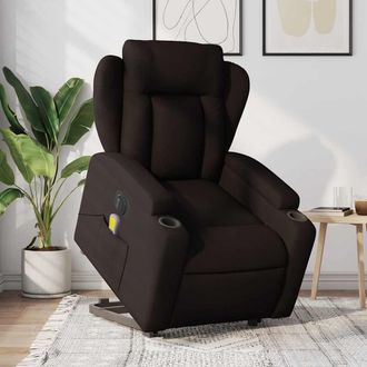 vidaXL Vidaxl - Sill&oacute;n Masaje El&eacute;ctrico Reclinable Elevable Tela Marr&oacute;n Oscuro