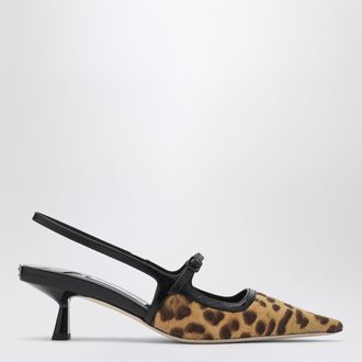 Jimmy Choo London Didi 45 slingback in leopard print pony skin