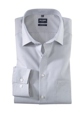 Olymp Businesshemd OLYMP Luxor modern fit, Herren, Gr. 37, N-Gr, grau (silbergrau), Web, Obermaterial: 100% Baumwolle, Hemden Businesshemd