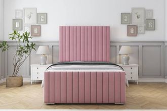 Sloomy Madison Plush Frame-Mattress - 50 Upholstered Headboard in Pink | Size: Small Double