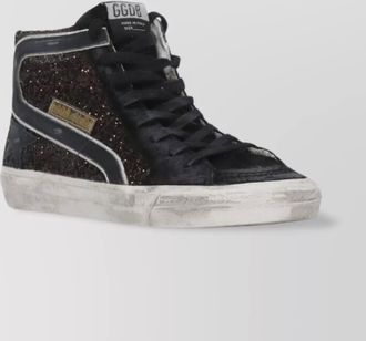 Golden Goose leather high top sneakers glitter detail