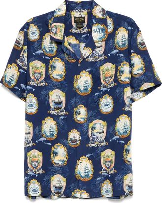 Camilla Camicia con collo ampio - Blu