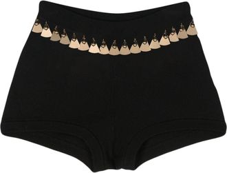 Paco Rabanne tassel-trim knitted shorts - women - Polyamide/Silk/Cotton/Elastane - M - Black