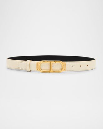 Tom Ford Glossy Croc-Stamped Leather Skinny Belt