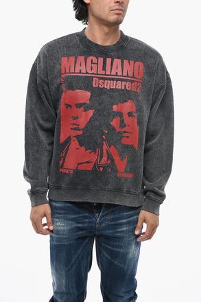 Dsquared2 Felpa Girocollo Effetto Tie Dye Con Maxi Stampa Frontale Dsquared2