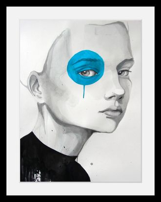 Queence Bild »Gesicht mit Farbklecks« Bilder von Frauen Frau Historische Persönlichkeiten Portrait HD Premium Poster-Druck inkl. Holzrahmen