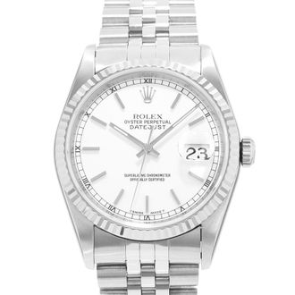 Rolex Pre-owned Rolex Datejust 36 Automatic Chronometer White Dial Mens Watch 16234 WSJ