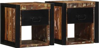 vidaXL Vidaxl - Mesilla de noche multicolor 40x35x40 cm madera maciza reciclada