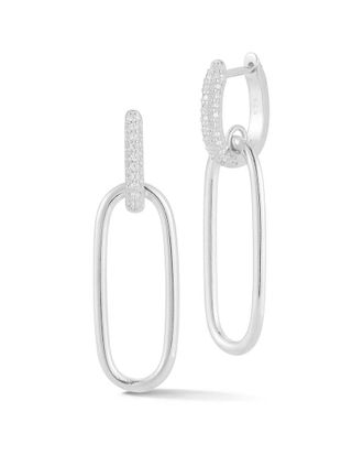 Sphera Milano Silver Cz Link Drop Earrings
