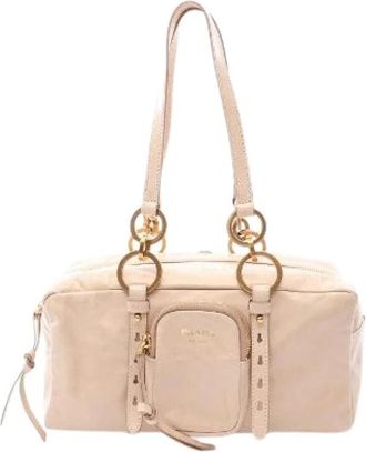Prada Pre-owned Tangle Medium Shoulder Bag - Dames - Vintage Handtas - Beige - ONE Size - Leer - Vintage
