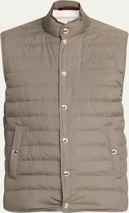 Brunello Cucinelli Mens Quilted Snap-Front Quilted Vest