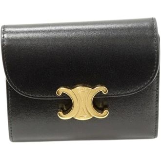 Celine Pre-owned Wallets, female, Black, Size: ONE SIZE Pre-owned Triomphe Small Flap Wallet