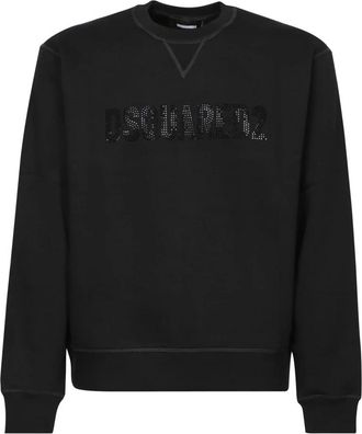 Dsquared2 Zwart Sweatshirt met Pailletlogo Aw 24 - Heren - Sweatshirts - Zwart - S - Katoen - Hoodies & sweatvesten