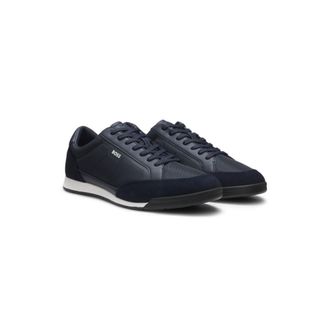 BOSS Suede-trim sneakers with ribbed sole