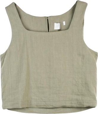 Marella Monochrome Top - Dames - Tops zonder mouwen - Groen - 2XS - Linnen - Tops