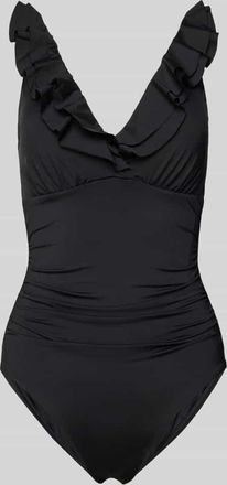 Lauren Ralph Lauren Badeanzug mit Volants in Black, Gr&ouml;&szlig;e XL